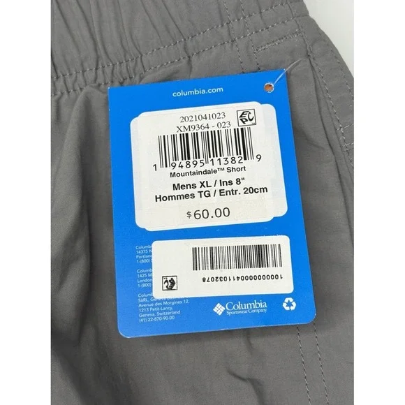 NWT Columbia Omni-Shade UPF 50 Men's XL Gray Mountaindale 8" Inseam Hiking Short - Picture 10 of 11